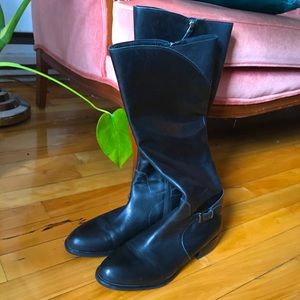 Leather knee high boots